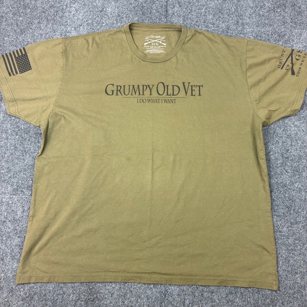 Grunt Style Grumpy Old Vet T-Shirt Mens XXL Green Short Sleeve Graphic Tee